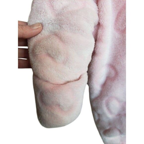 Wonder Nation 3-6M Plush Bunting BodySuit Baby Pink Hooded Footed Suit Ears New - Picture 5 of 6